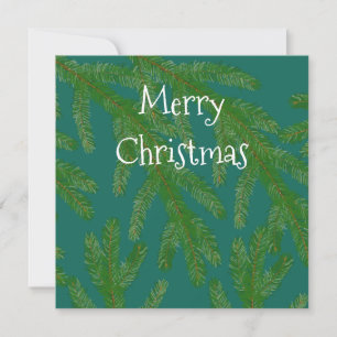 Festive Green Fir Tree Branches Christmas Card
