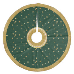 Festive Green & Gold Stars Christmas Tree Skirt