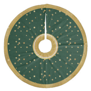 Festive Green & Gold Stars Christmas Tree Skirt