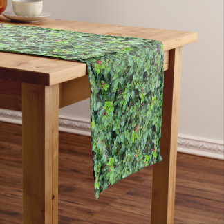Festive Green Holly Berry Christmas Short Table Runner