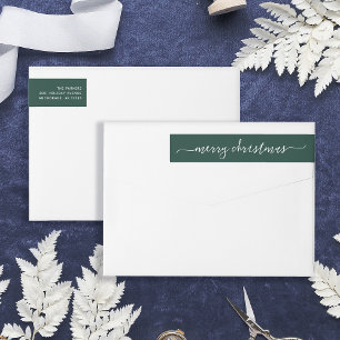 Festive Green Merry Christmas Address Wrap Around Label