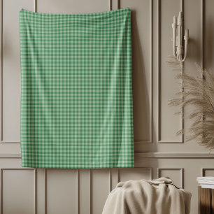 Festive Green Tartan Chequered Plaid Christmas Fleece Blanket