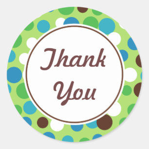 Festive Green Thank You Stickers