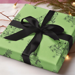 Festive Green Tree on Pistachio Christmas Wrapping Paper