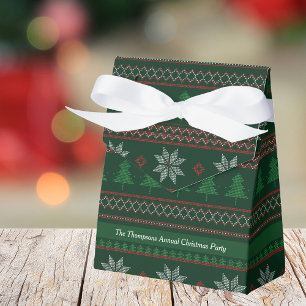 Festive Green Tree Ugly Christmas Sweater Party Favor Box