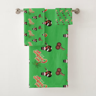 FESTIVE GREEN Trini Christmas Bath Towel Set