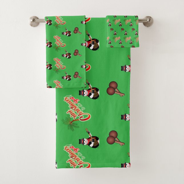 FESTIVE GREEN Trini Christmas Bath Towel Set (Insitu)
