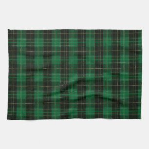 Festive Green Winter Christmas Plaid Pattern Kitchen Towel