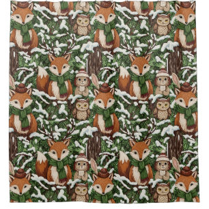 Festive Green Woodland Wildlife Christmas Pattern
