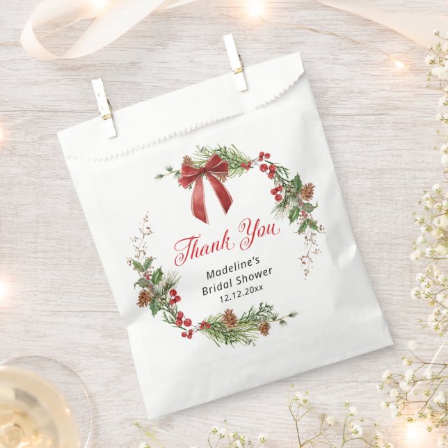 Festive Greenery Christmas Thank you Favour Bag (Clipped)