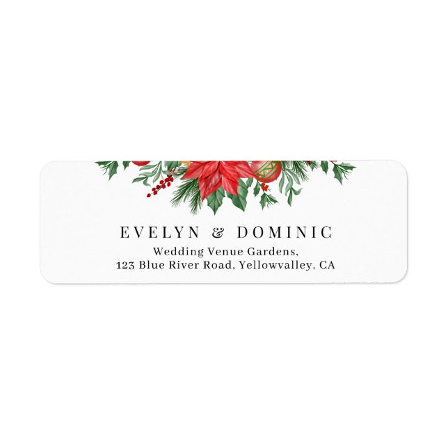 Festive Greenery Christmas Wedding Return Address (Front)