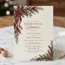 Festive Greenery Holiday Wedding Rehearsal Dinner