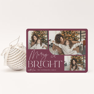 Festive Greeting Merry & Bright Photo Christmas Holiday Card