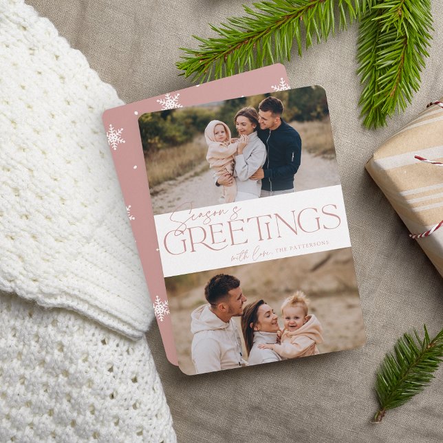 Festive Greeting | Season's Greetings Two Photo Holiday Card (Creator Uploaded)