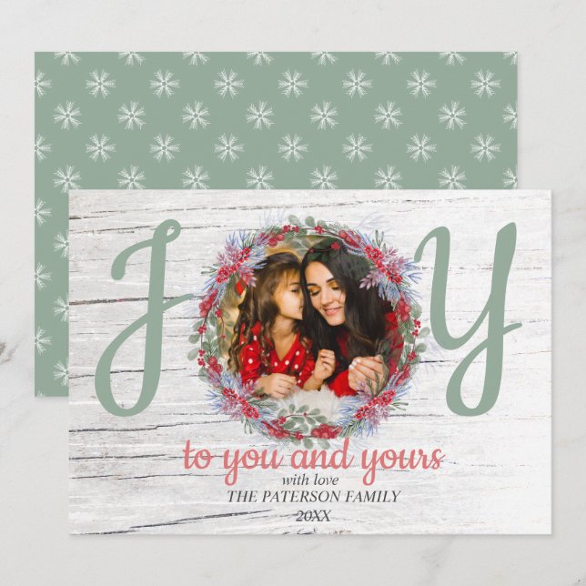 Festive Greetings Joy Photo Christmas Holiday Card (Front/Back)