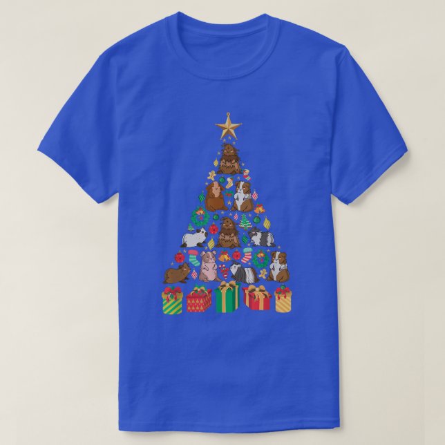 Festive Guinea Pig Xmas Tree Design  T-Shirt (Design Front)