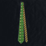 Festive Guinea Pigs Christmas Patterned Tie<br><div class="desc">Get into the holiday spirit with this Christmas themed necktie. It features realistic style illustrations of guinea pigs in festive Santa hats and scarves set against a green background patterned with white snowflakes. The reverse side has a coordinating pattern of red white and green stripes.</div>
