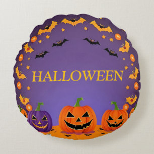 Festive Halloween Background Round Pillow