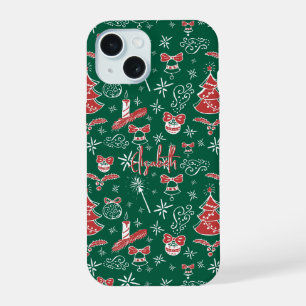 Festive Hand Drawn Doodles Custom Name  iPhone 15 Case