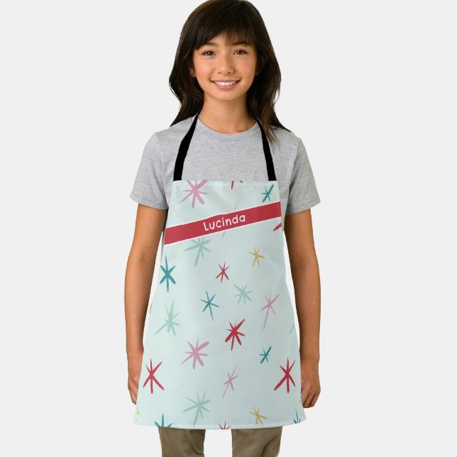 FESTIVE hand drawn star sparkle modern colourful Apron (Insitu)