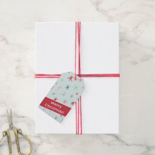 FESTIVE hand drawn star sparkle modern colourful  Gift Tags