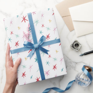 FESTIVE hand drawn star sparkle modern colourful  Wrapping Paper