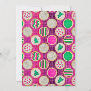 Festive Hand Painted Sugar Cookies on Hot Pink Holiday Card