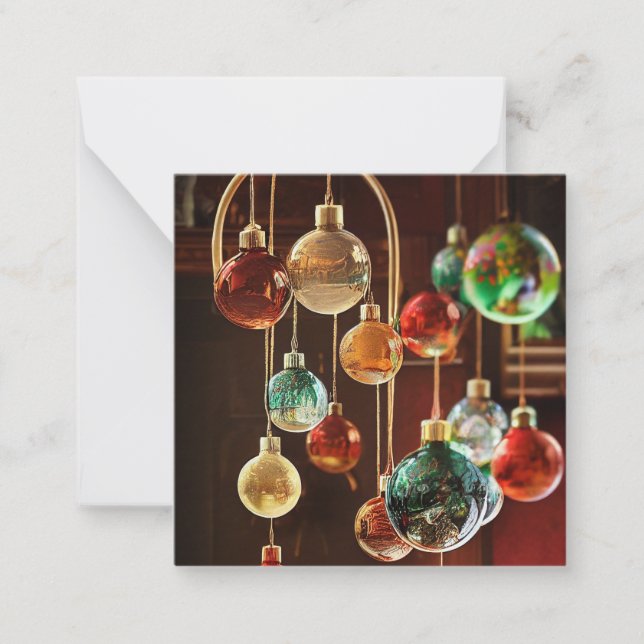 Festive Hanging Baubles Christmas Card (Front)