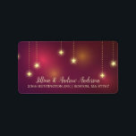 Festive Hanging Stars Christmas Address Label<br><div class="desc">Elegant hanging stars set on a purple bokeh background.  Matching invitations & thank you notes available in our shop with postage stamps and stickers.</div>