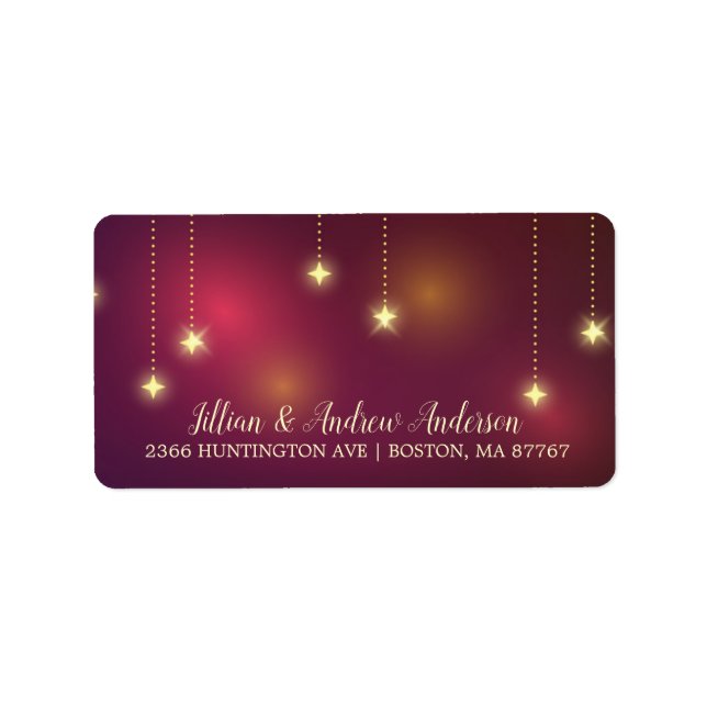 Festive Hanging Stars Christmas Address Label (Front)