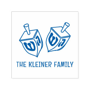 Festive Hanukkah Dreidels Family Name Self-inking Stamp