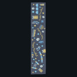 Festive Hanukkah Personalized Menorah Dreidel Short Table Runner<br><div class="desc">Set a festive Hanukkah Party Table & delight your lucky recipient with a Table Runner designed just for Chanukah! Our Hanukkah Personalized Menorah Dreidel Custom Table Runner includes menorahs, dreidels, jugs of olive oil, jelly doughnuts, and more. Plus the words Happy Hanukkah can be changed (!) to make this Chanukah...</div>