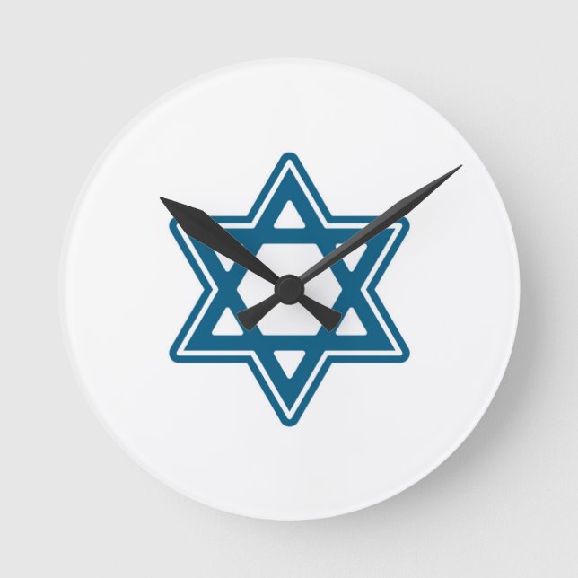 Festive Hanukkah Single Star Acrylic Wall Clock (Front)