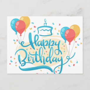 Festive Happy Birthday Balloons Postcard