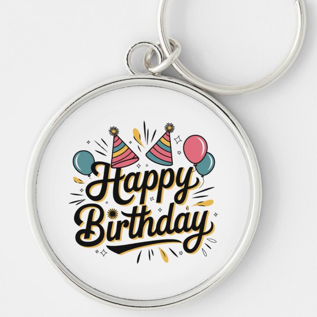 Festive Happy Birthday Keychain (Front)