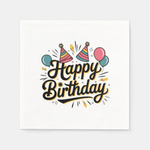 Festive Happy Birthday Napkin