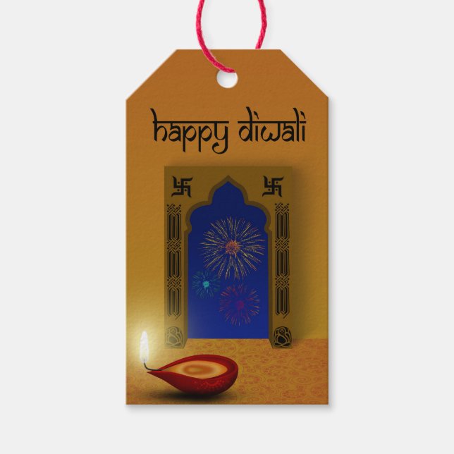 Festive Happy Diwali Fireworks - Gift Tag (Front)