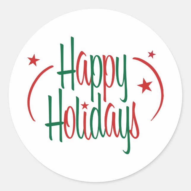 Festive Happy Holidays Classic Round Sticker (Front)