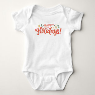 Festive Happy Holidays Design Baby Bodysuit