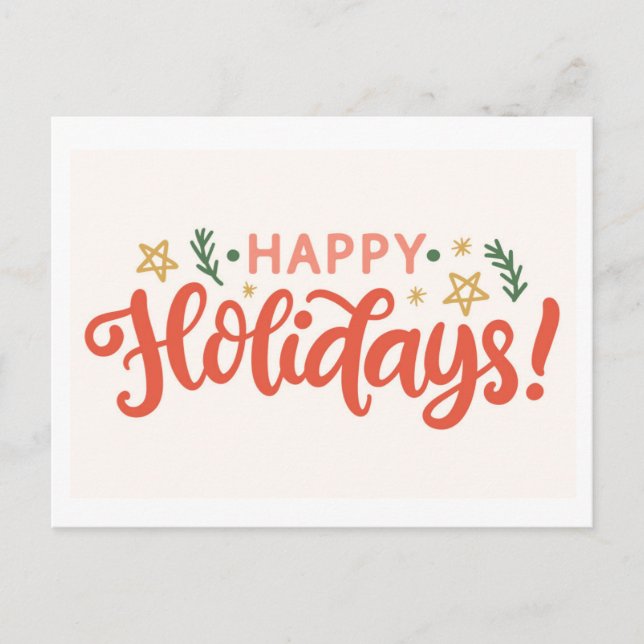 Festive Happy Holidays Design Postcard (Front)