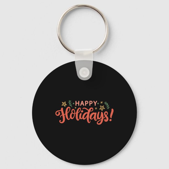 Festive Happy Holidays Design Toddler T Shirt  Keychain (Front)