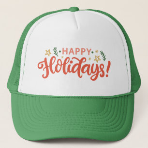 Festive Happy Holidays Design Trucker Hat