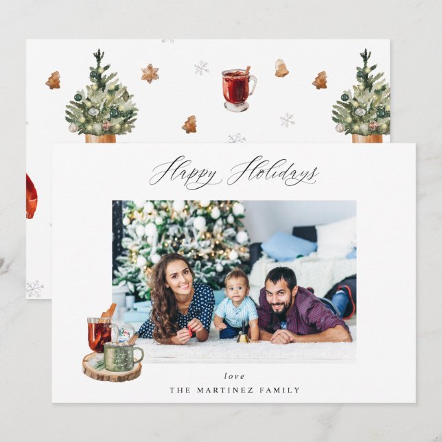 Festive Happy Holidays Photo (Front/Back)