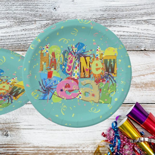 Festive Happy New Year Paper Plate (Creator Uploaded)