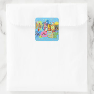 Festive Happy New Year Square Sticker