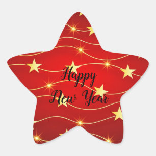 Festive Happy New Year  Star Sticker