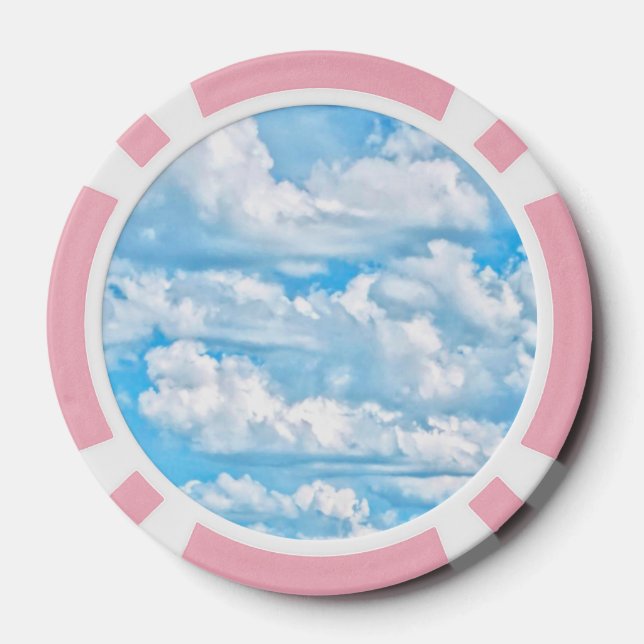 Festive Happy Sunny Clouds Background Poker Chips (Back)