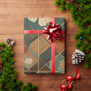 Festive Harmony – Elegant Holiday Geometric Floral Wrapping Paper
