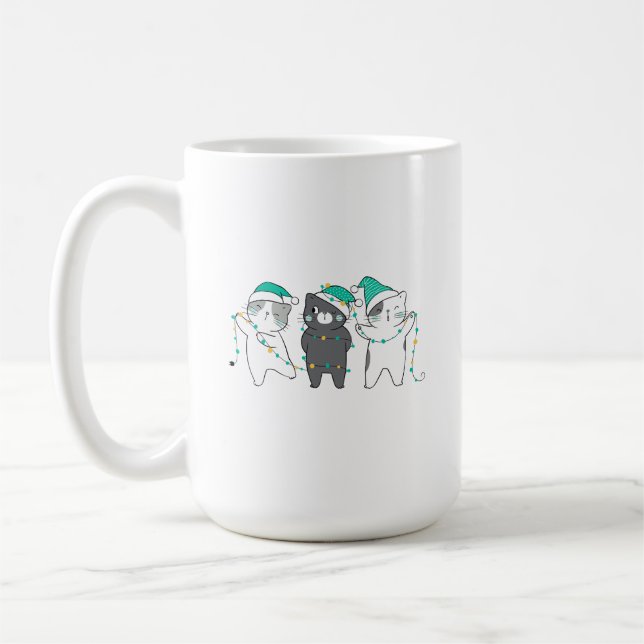 festive hats, Christmas lights Coffee Mug (Left)