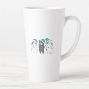 festive hats, Christmas lights Latte Mug
